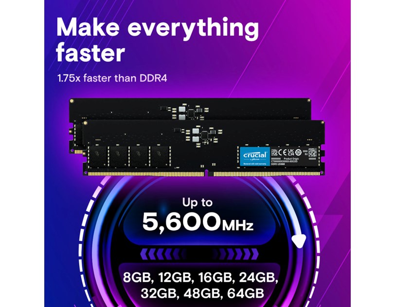 Crucial 16GB DDR5-4800 UDIMM CL40
