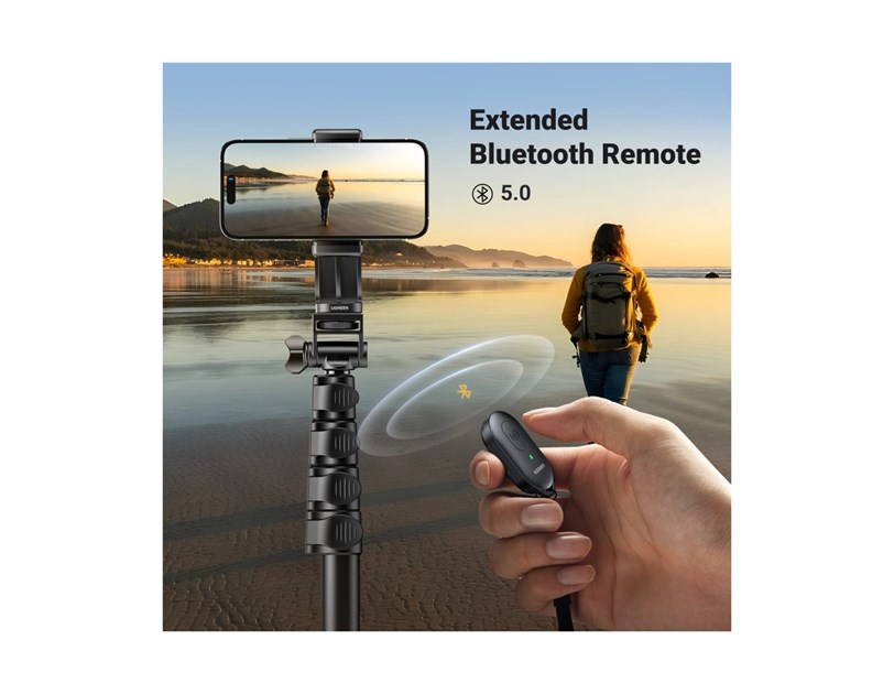UGREEN Selfie stick 3u1 Tripod s bluetooth daljinskim do 7.2 incha, crni