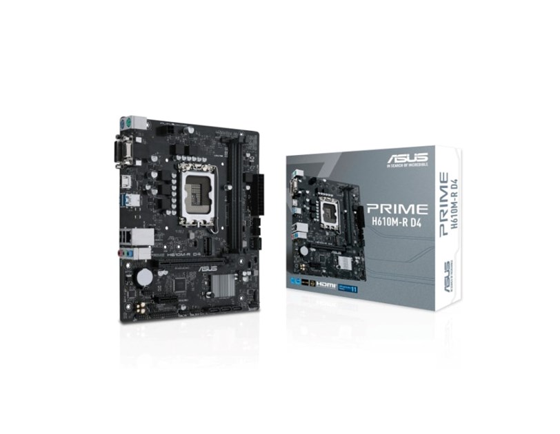 Asus MB H610M-R D4-SI, S.1700, Intel H610, DDR4/3200, PCIe 4.0, G-LAN, VGA/HDMI/DVI-D, mATX