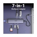 UGREEN 7-portni USB-C HUB na 2xUSB-A 3.2, 2xUSB-C 3.2, 1xUSB-C za napajanje, 2x HDMI 60 Hz, 1x RJ45 Ethernet konektor, sivi