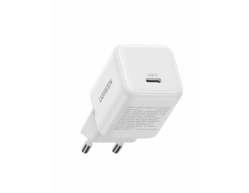 UGREEN zidni punjač 30W, USB-C, GaN, set, bijelii