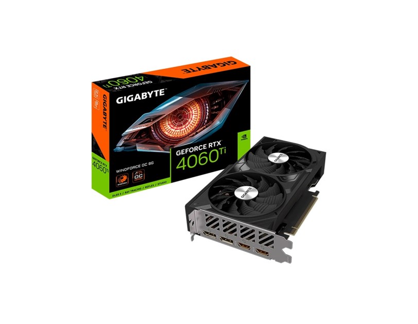 Gigabyte nVidia GeForce RTX 4060Ti WINDFORCE 8GB GDDR6, PCI-E 4.0, 2× HDMI, 2 x DP