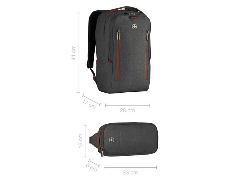 Wenger ruksak City Upgrade za prijenosnike do 16" sa dodatnom torbom, sivi