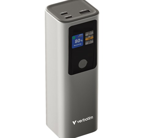 Verbatim Powerbank 27000mAH Charge 'n' Go 183W max, Dual USB-C® port, 1xUSB-A, Smart digital TFT display