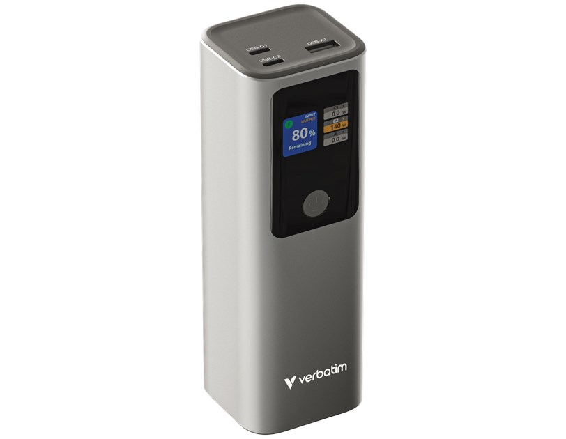 Verbatim Powerbank 27000mAH Charge 'n' Go 183W max, Dual USB-C® port, 1xUSB-A, Smart digital TFT display