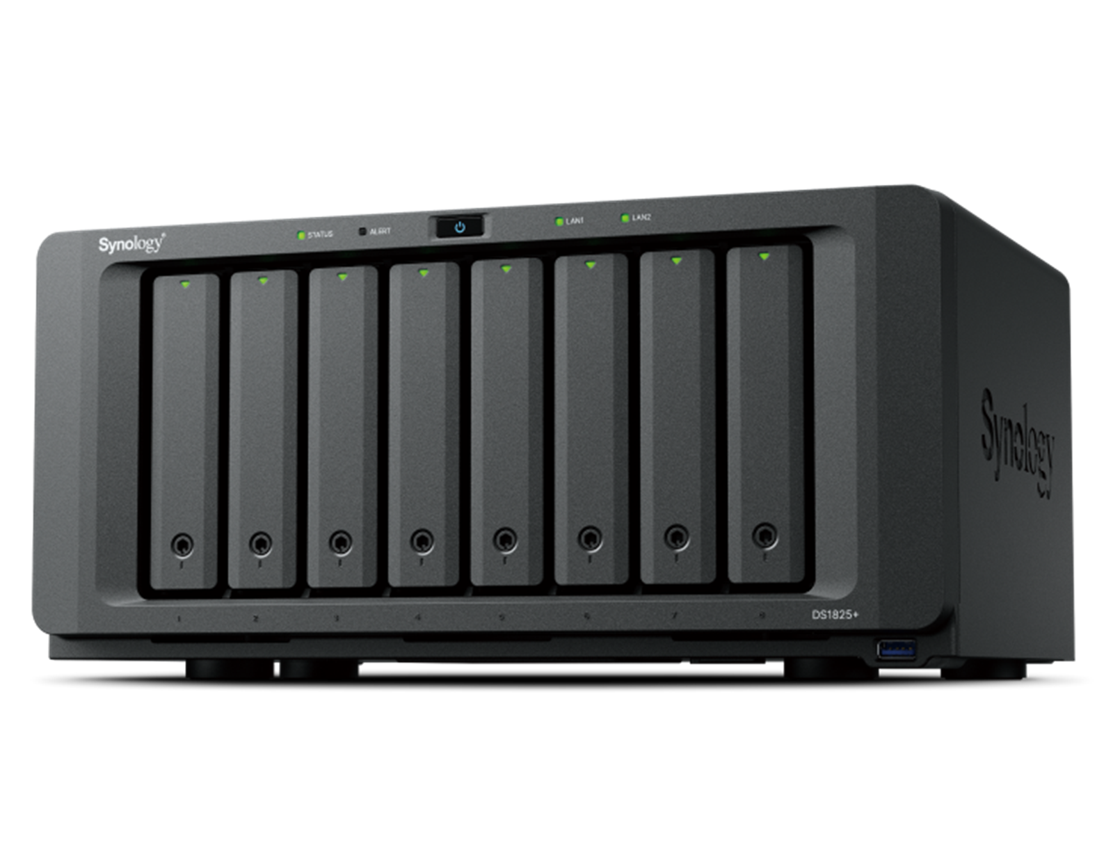 Synology DS1825+ DiskStation 8-bay All-in-1 NAS server, AMD Ryzen V1500B, 8GB RAM, RJ-45 2.5GbE, 2.5" SSD/3.5" HDD/M.2 podrška, Hot Swappable HDD, Wake on LAN/WAN, 3×USB 3.2, 2×USB-C