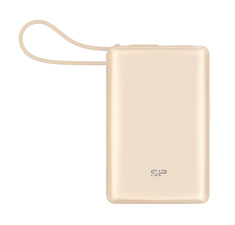 Silicon Power Powerbank CP10, 10000mAh, 20W, built in USB-C cable, USB-C+USB-A port champagne gold
