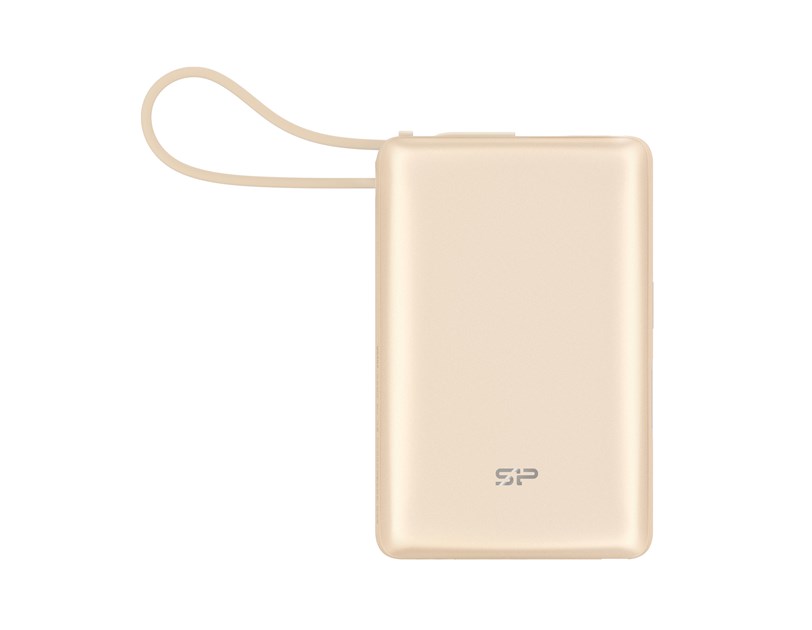 Silicon Power Powerbank CP10, 10000mAh, 20W, built in USB-C cable, USB-C+USB-A port champagne gold
