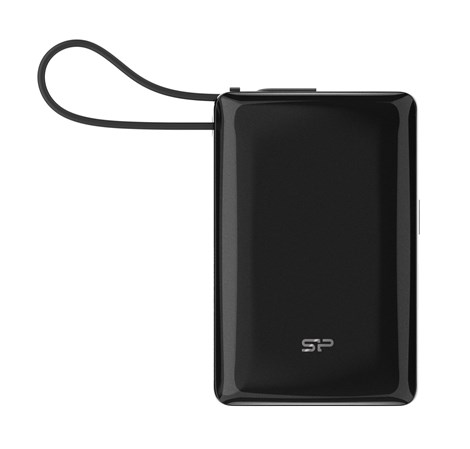 Silicon Power Powerbank CP10, 10000mAh, 20W, built in USB-C cable, USB-C+USB-A port, crni