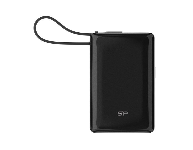 Silicon Power Powerbank CP10, 10000mAh, 20W, built in USB-C cable, USB-C+USB-A port, crni