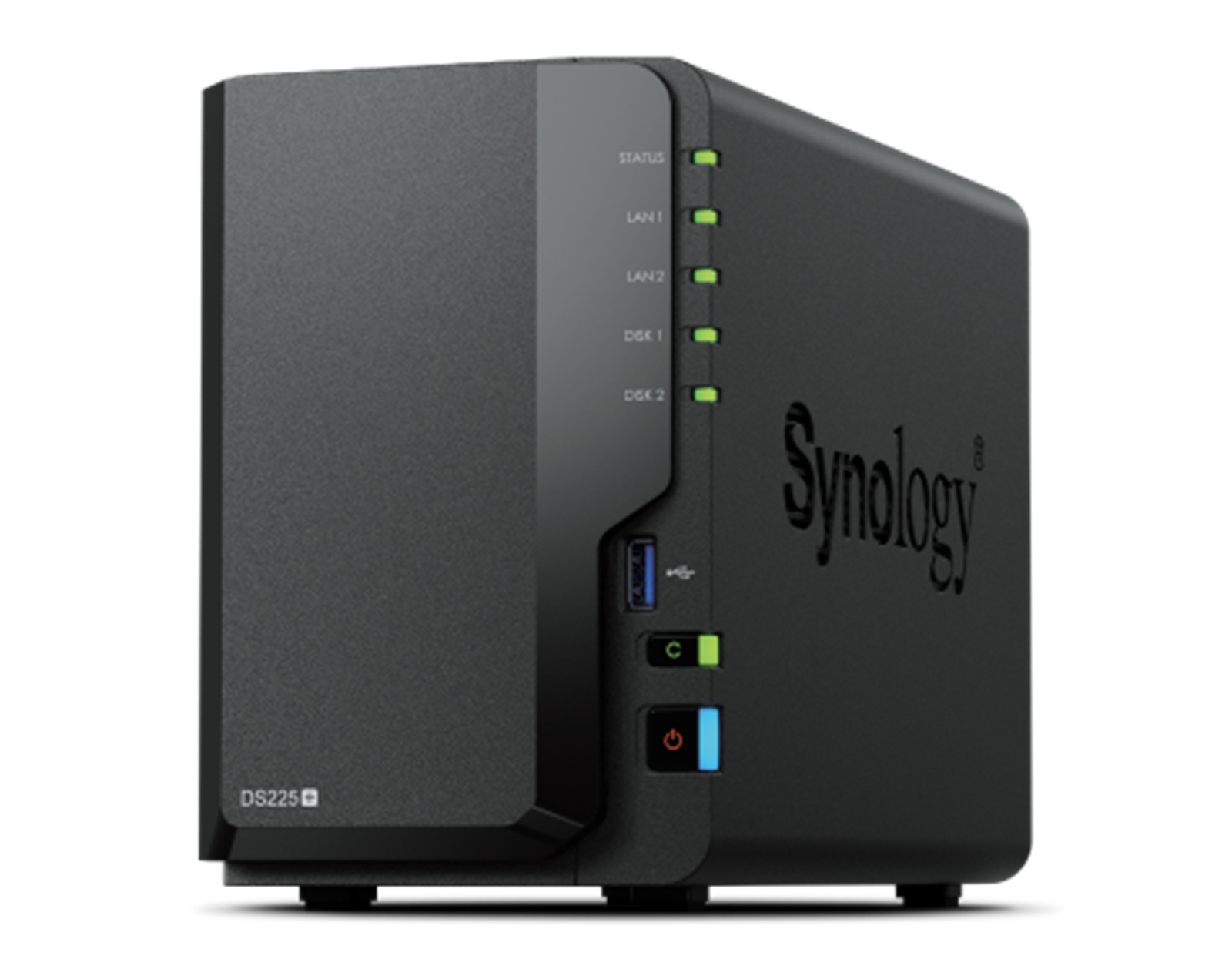Synology DS225+ DiskStation 2-bay All-in-1 NAS server, 2.5"/3.5" HDD/SSD podrška, Hot Swappable HDD, 2GB, 1×2.5GbE, 1x1GbE, 2xUSB 3.2 Gen 1 Port