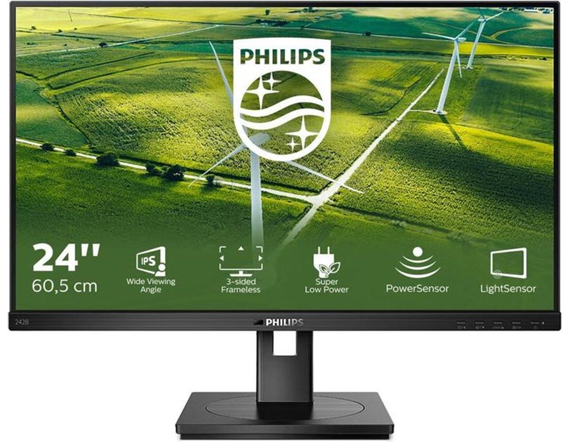 Philips 24" 242B1G/00 FHD (1920×1080) IPS , Pivot, 75Hz, 4ms, VGA/DVI-D/DP/HDMI, USB3.2×4, USB-B×1, zvučnici, crni