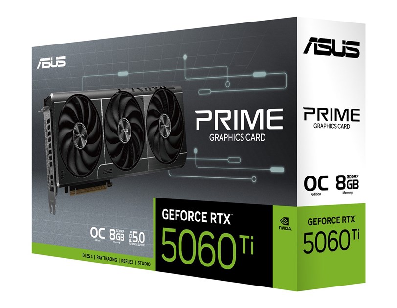 Asus PRIME GeForce RTX 5060 Ti 8GB GDDR7 OC Edition, 8GB GDDR7/256-bit, PCIe 5.0x16, HDMI/3×DP
