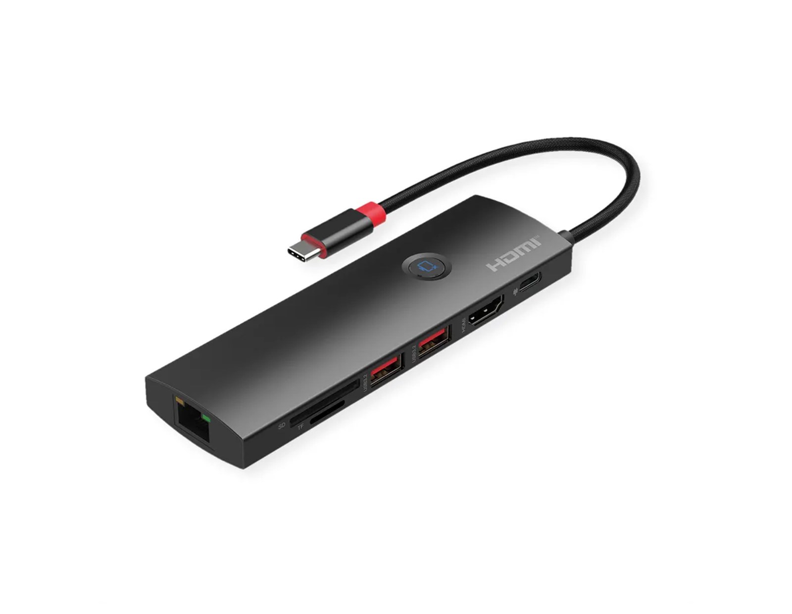 Roline USB-C multiport docking station, 1×4K HDMI, 2×USB 3.2 Gen 2, 1×USB Type C PD, 1×G-LAN, 1×SD/microSD Card Reader