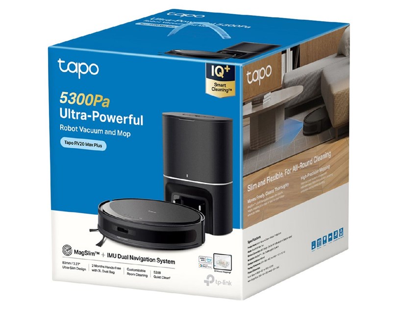 Tapo RV30 Max Plus robotski usisivač i perač, LiDAR + IMU dual Navigation, 2600 mAh, 300ml Dustbin, 300ml Water Tank, Smart Dust Collection, WiFi/Bluetooth, Home/Alexa, Tapo APP