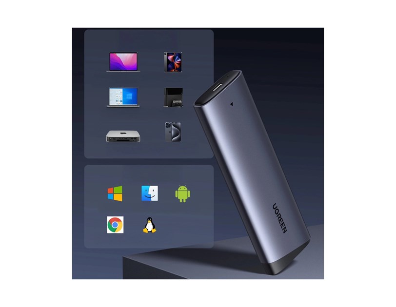 UGREEN vanjsko kućište CM767, SSD M.2 2230-2280 B&M-Key, NVMe, USB C 3.2, 10 Gbps, srebrno