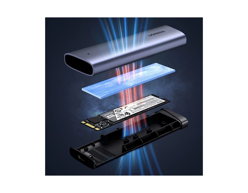 UGREEN vanjsko kućište CM767, SSD M.2 2230-2280 B&M-Key, NVMe, USB C 3.2, 10 Gbps, srebrno