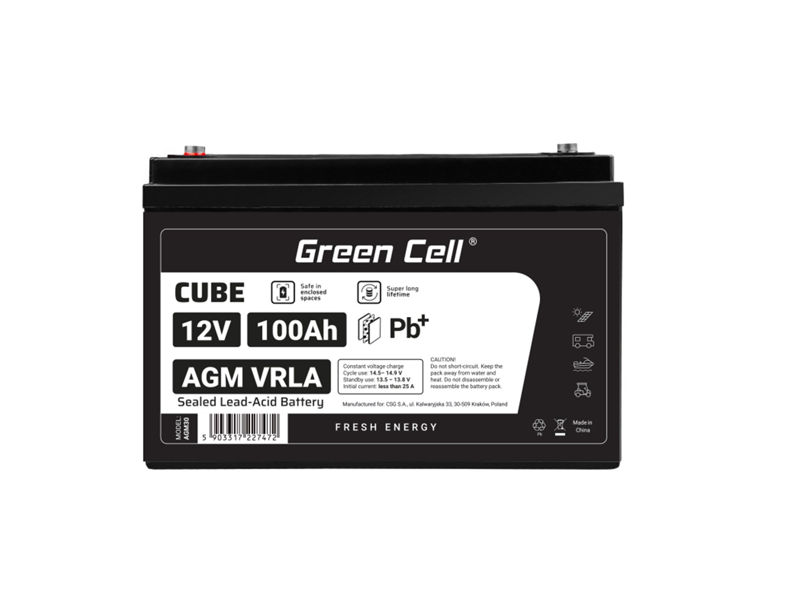 Green Cell (AGM30) baterija AGM 12V/100Ah