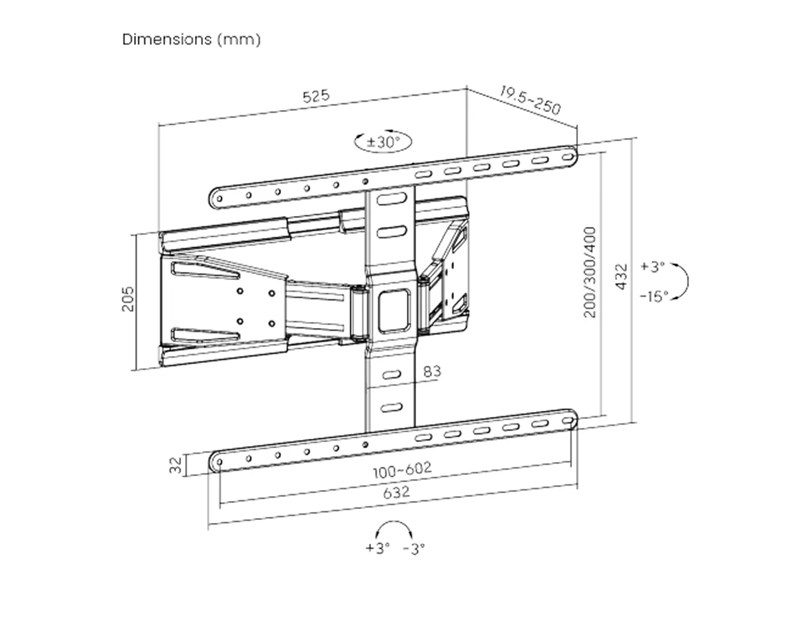 Roline VALUE zidni nosač za TV 43"-90", nosivost do 50kg, Ultra Slim, crni