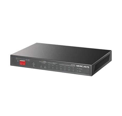 Mercusys 10-Port Gigabit Desktop preklopnik (Switch) 10×10/100/1000Mbps, 8-Port PoE+, Plug & Play, Auto-Negotiation, Auto-MDI/MDIX, metalno kučište 
