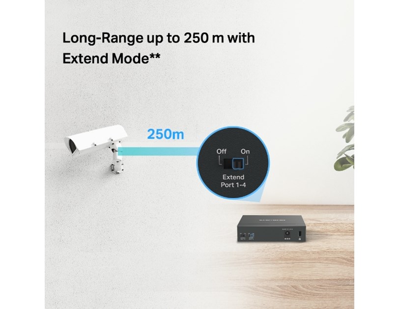 Mercusys 5-Port Gigabit Desktop preklopnik (Switch) 4× Gigabit PoE+, 1× Gigabit Non-Po, Plug & Play, metalno kučište 