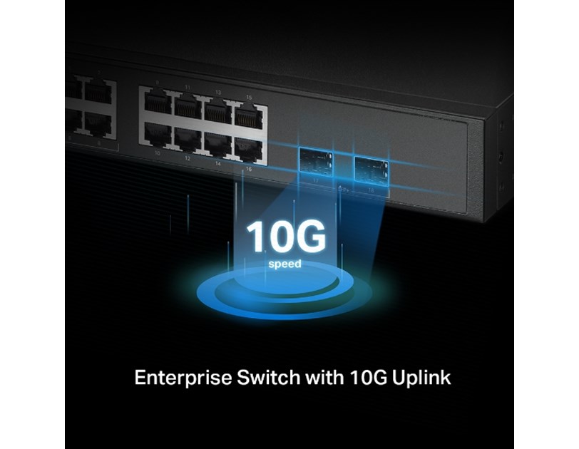 TP-Link Omada Omada 16-Port 2.5GBASE-T and 2-Port 10GE SFP+ L2+ Managed Switch with 8-Port PoE+    