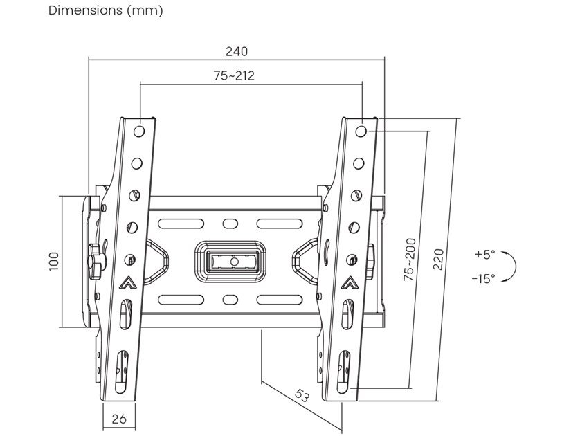 BIT FORCE nagibni zidni nosač za TV BUFFER WM-43-T