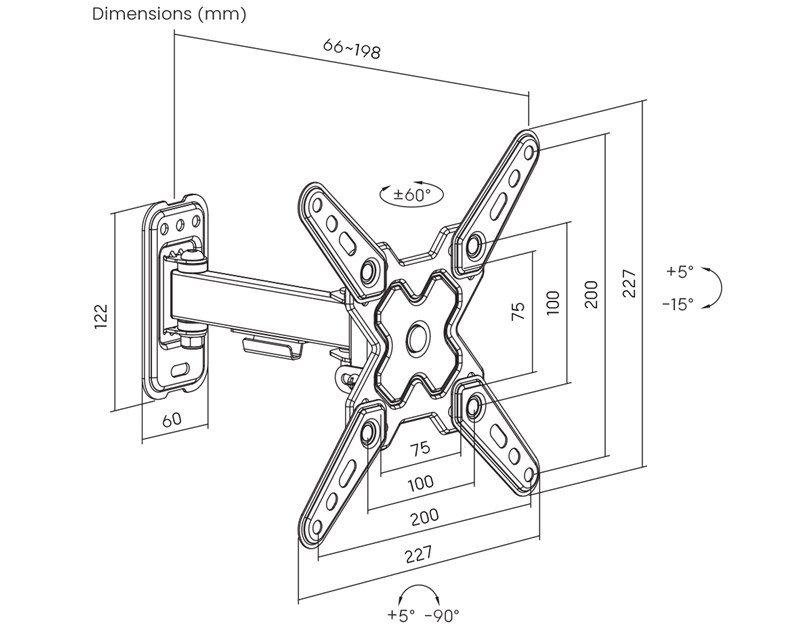BIT FORCE nagibno-okretni nosač za TV SHIELD WM-43-FM
