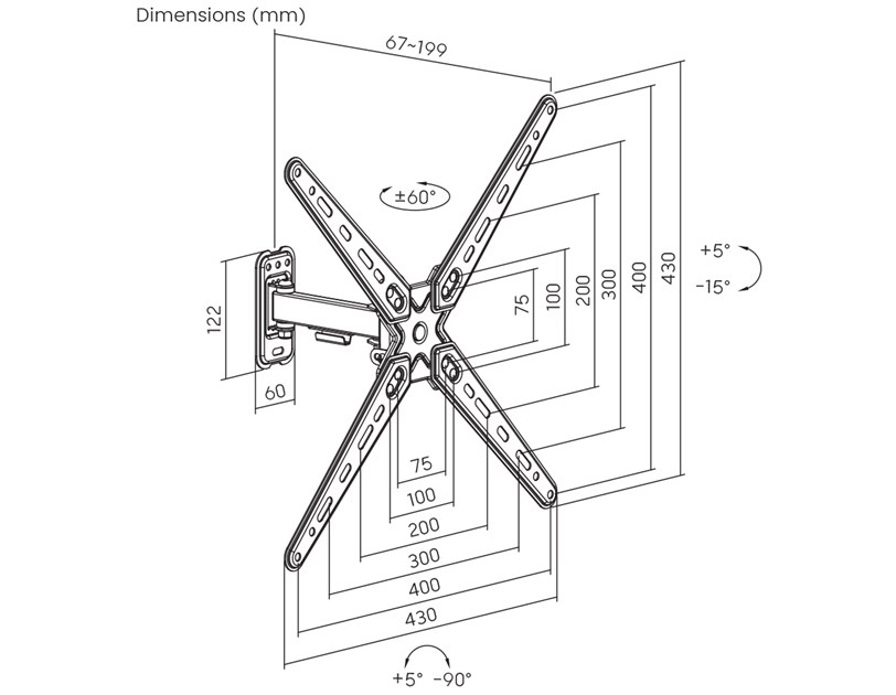 BIT FORCE nagibno-okretni nosač za TV SHIELD WM-55-FM
