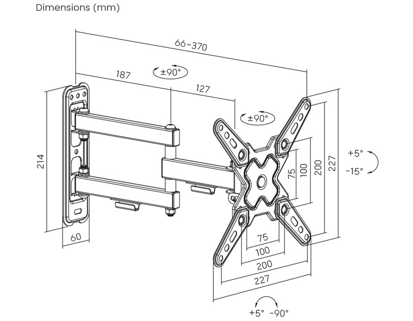 BIT FORCE nagibno-okretni nosač za TV s ručkom SHIELD WMH-43-FM