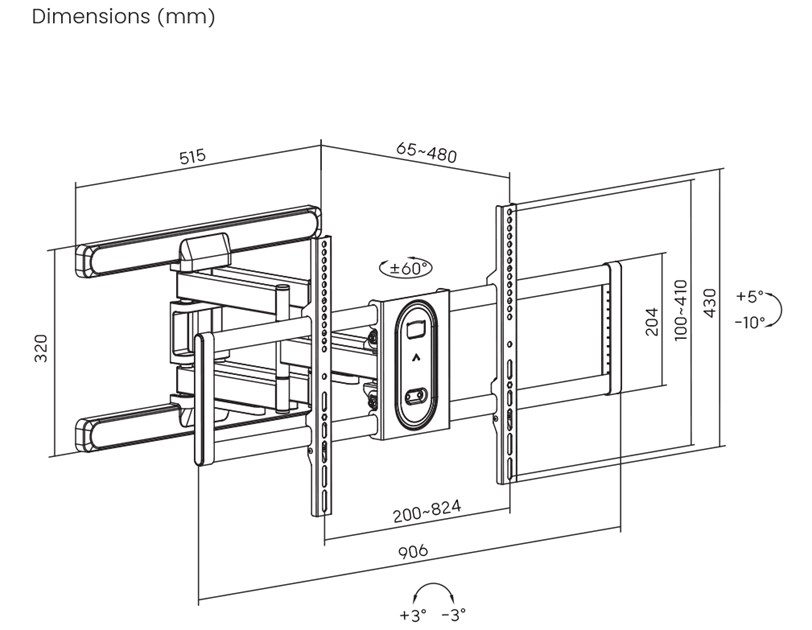 BIT FORCE izvlačno-okretni nosač za TV SHIELD WM-100-FM