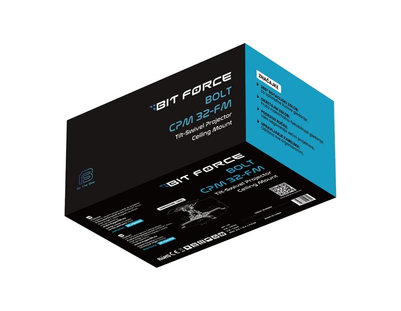 BIT FORCE nagibno-okretni stropni nosač za projektor BOLT CPM-32-FM