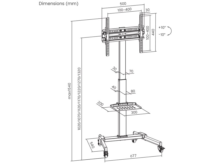 BIT FORCE nagibni podni stalak za TV GUARD FS-55-T