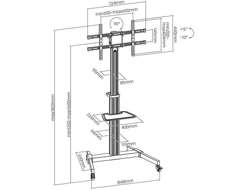 BIT FORCE nagibni podni stalak za TV GUARD FS-86-T