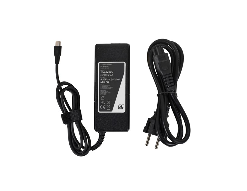 Green Cell PRO (AD139P) AC adapter 90W/20V/3.25A USB-C za laptope, tablete, konzole