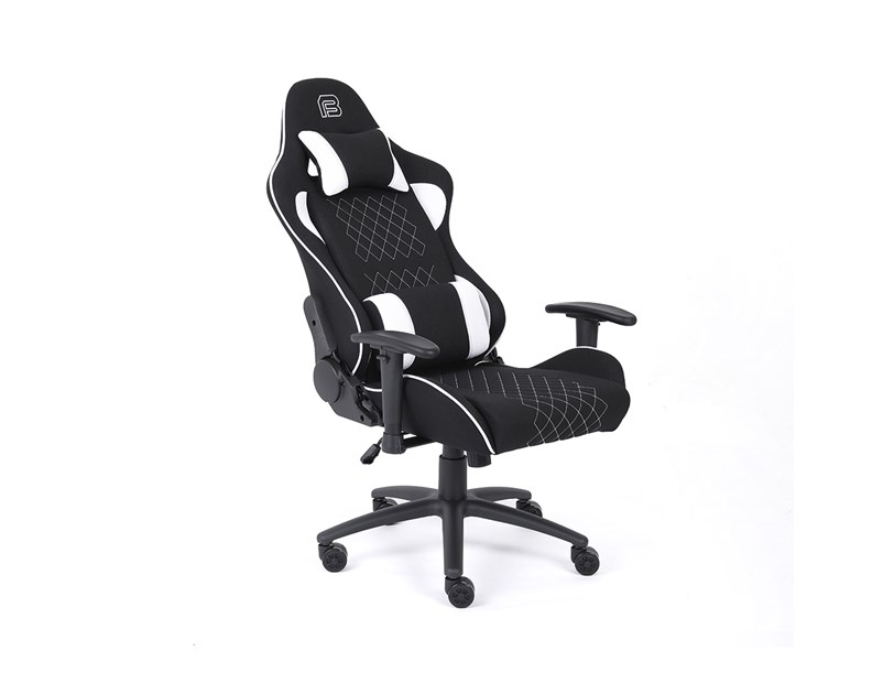 Bit Force KHAN F-2D igraća stolica s potpornim jastučićima, tkanina, 2D naslon za ruke, nosivost 150kg, crno/bijela