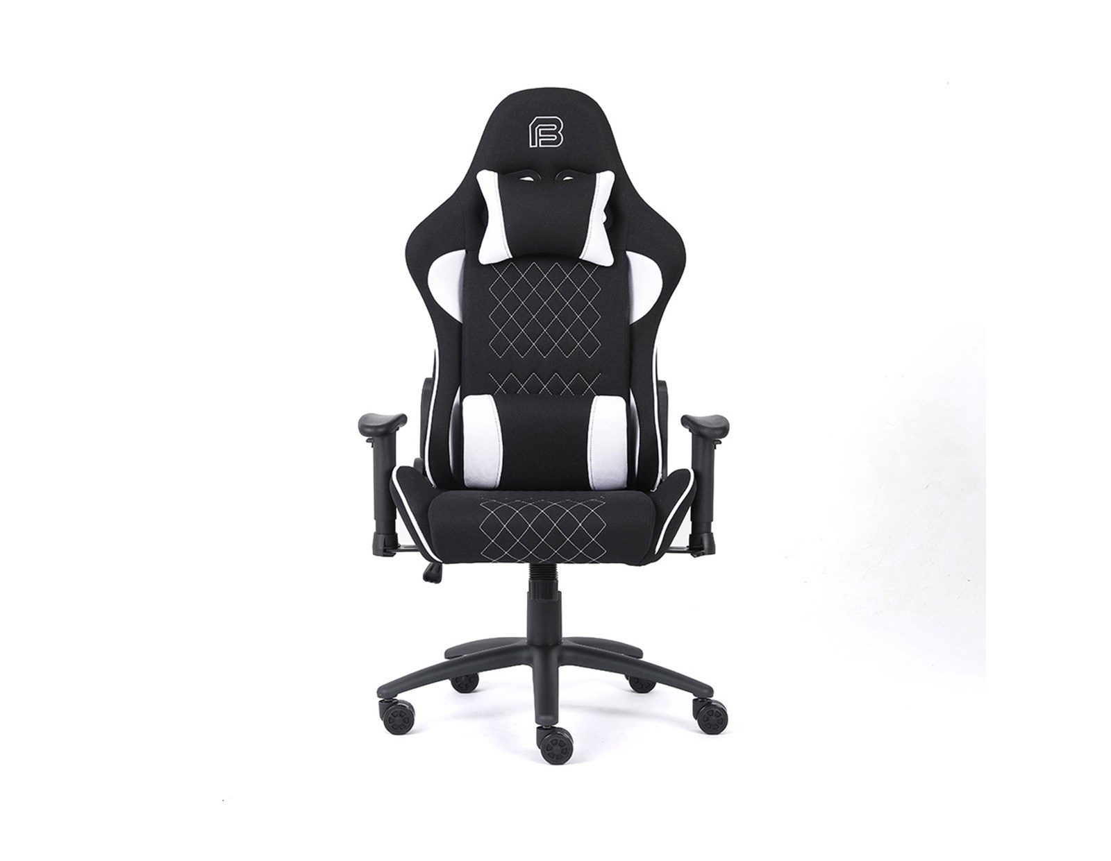 Bit Force KHAN F-2D igraća stolica s potpornim jastučićima, tkanina, 2D naslon za ruke, nosivost 150kg, crno/bijela