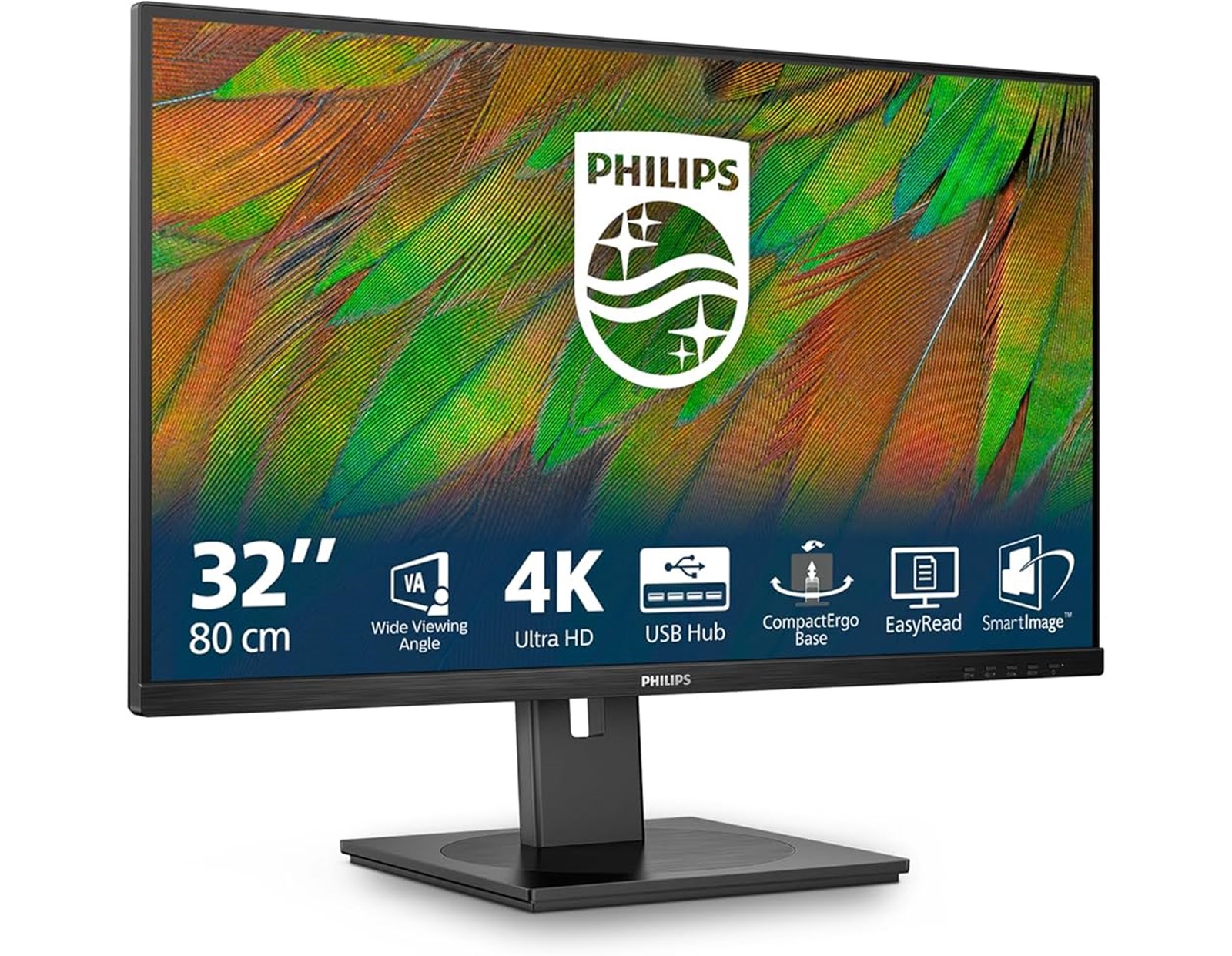 Philips 32" 32B1N3800/00 4K UHD (3840x2160) VA, 350 cd/m2, 3500:1, HDMIx2, DPx1, USB Hub, Pivot, 5Y