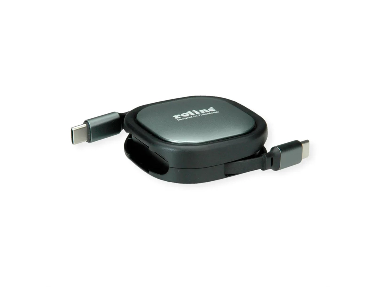Roline USB 2.0 kabel, C-C, M/M, 60W, izvlačivi, crni, 1.2m
