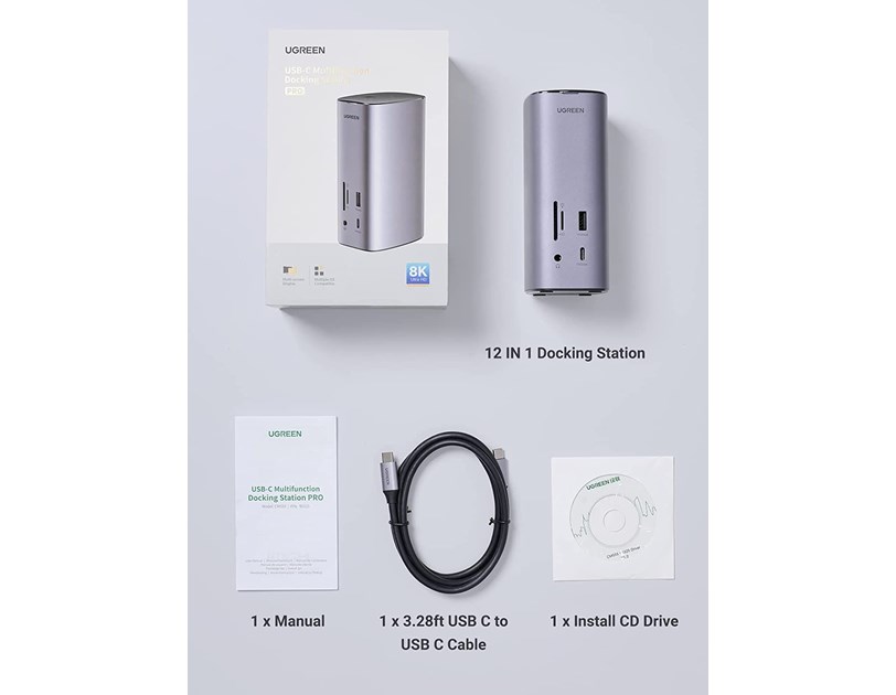 UGREEN Revodok Pro 312 12u1, 2xHDMI, DisplayPort, Thunderbolt 4, USB-C 3.2, USB-A 3.2, USB 3.0, RJ45, čitač kartica TF/SD, 3.5mm