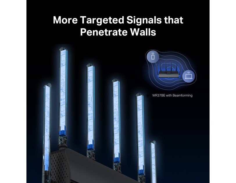 Mercusys BE3600 bežični usmjerivač (Duali-Band Wi-Fi 7 Router) 688Mbps/5760Mbps (2.4GHz/5GHz), 802.11be/ax/ac/a/b/g/n, 3×G-LAN, 1×G-WAN, 6x fiksne omni-direkcione antene
