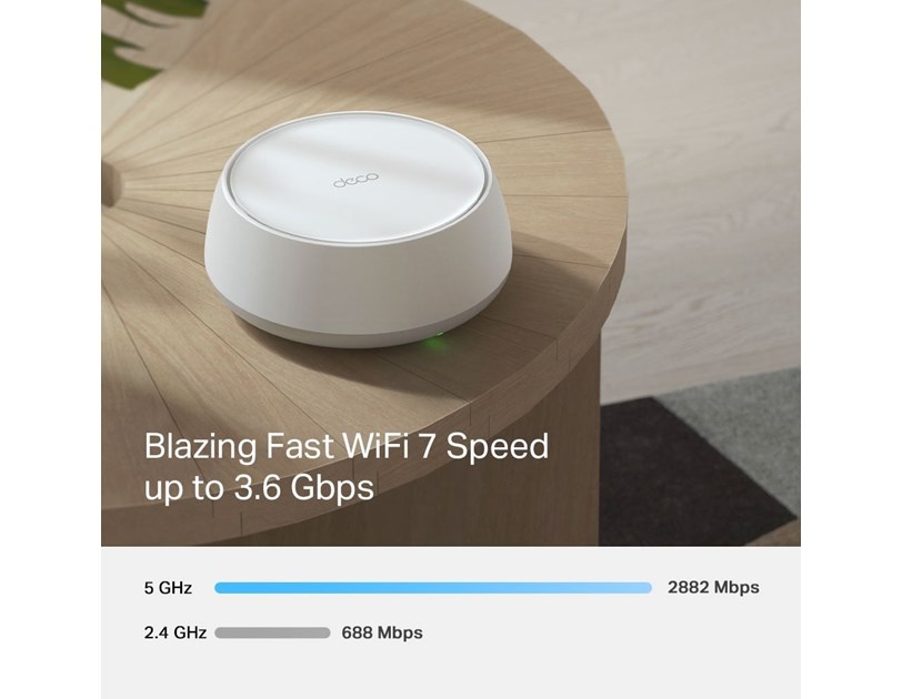 TP-Link BE3600 Tri-Band Whole Home Mesh WiFi 7, 688Mbps/4324 Mbps (2.4GHz/5GHz) 2×2.5 Gbps port, Deco App