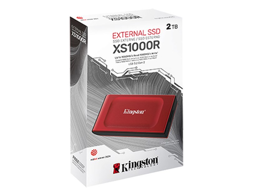KINGSTON XS1000 eksterni SSD disk 2TB, USB 3.2 Gen 2 Type-C, USB-C to USB-A cable, crveni, SXS1000/2000G