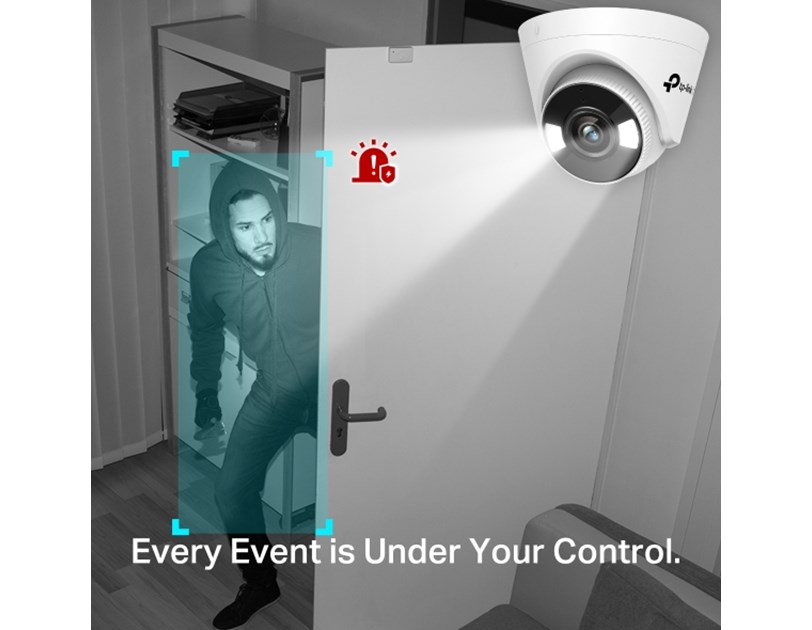 TP-LINK 4MP Full-Color Turret Net, H.265+/H.265/H.264+/H.264, 1/3" Progressive Scan CMOS, Color/0.04 Lux@F1.6, 0 Lux with IR/White Light, 25fps/30fps ( 2560x1440,2304x1296, 2048x1280, 1920x1080),  PoE