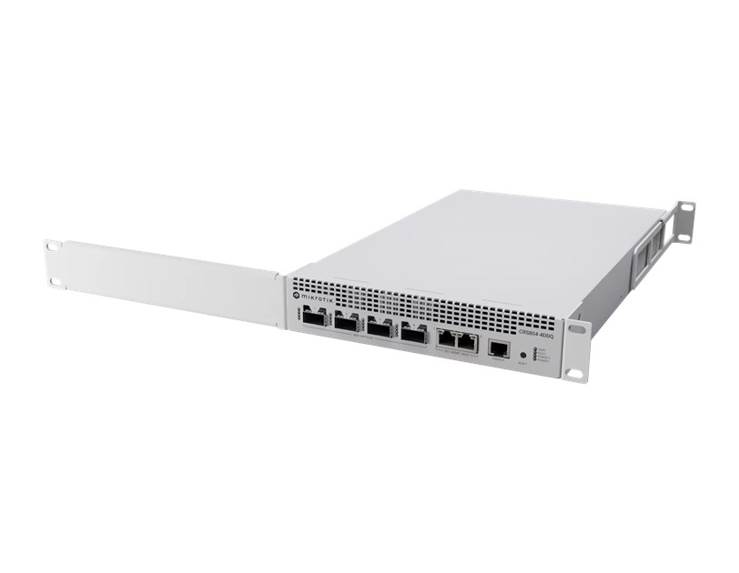 Mikrotik Cloud Router Switch CRS804-4DDQ-hRM, 48xG-LAN (svi PoE-out), 2x10G SFP+, 4x400G QSFP56-DD utora, RouterOS v7, 1U rackmount, IP20