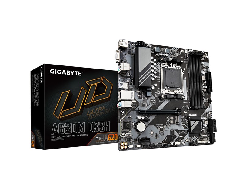 Gigabyte MB A620M DS3H, S.AM5 4x DDR5/7600(OC), PCIe 4.0, G-LAN, HDMI/DP/VGA, USB-C, mATX