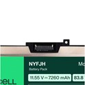 Green Cell (DE165) baterija NYFJH-6C 0NYFJH 0RY3F9 0VRX0J, 7260mAh 11.55V, za Dell Precision 15 7530 7540 7740