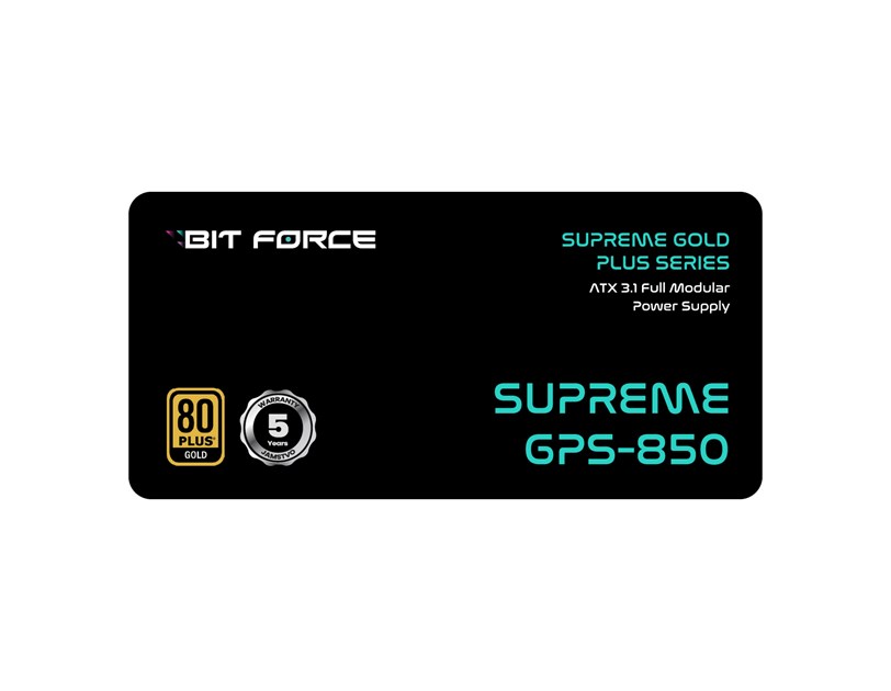 BIT FORCE napajanje 850W 80+ GOLD SUPREME GPS-850, modularno, ATX 3.1, PCI-E 5.1, FDB