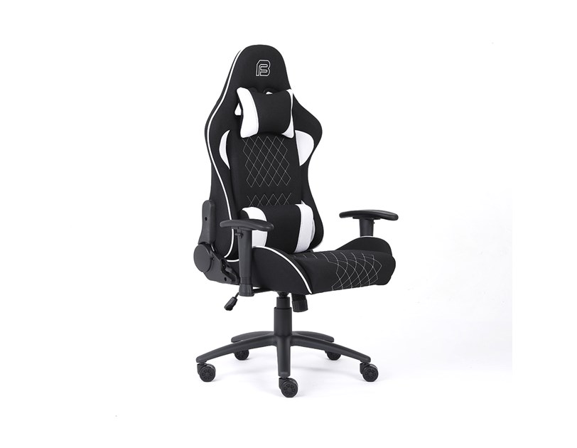 Bit Force KHAN F-2D igraća stolica s potpornim jastučićima, tkanina, 2D naslon za ruke, nosivost 150kg, crno/bijela