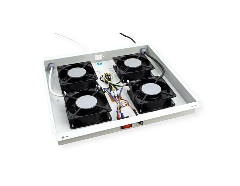 Roline 19" krovni ventilacijski modul s 4 ventilatora i termostatom, sivi